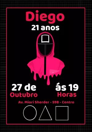 Convite de Aniversário Round 6 Squid Game para Editar Online