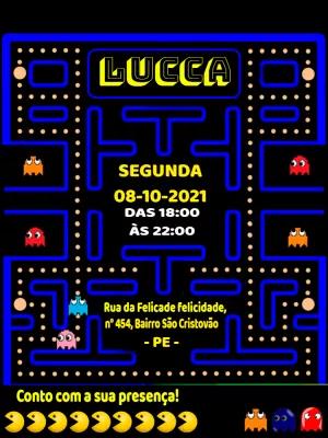 Convite de Aniversário Pac Man para Editar Online