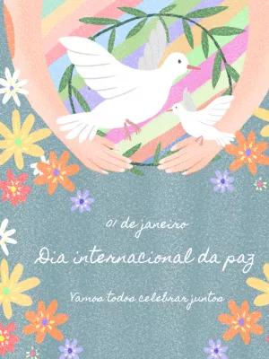 Post Dia da Paz com Ilustração de Pombas para Editar Online