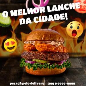 Post Editável de Hamburgueria com Lanche para Redes Sociais