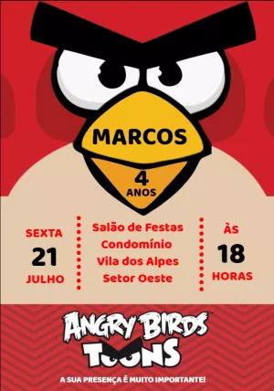 Convite de Aniversário Angry Birds para Editar e Compartilhar