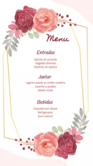 Menu de Casamento Floral Aquarela para Editar Online