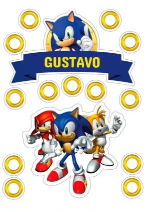 Topo de Bolo Sonic e Amigos para Editar e Imprimir