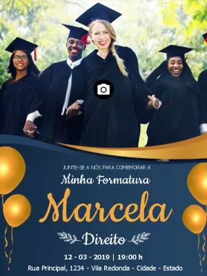 Convite de Formatura com Foto Editável para Enviar Online