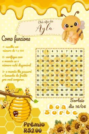 Chá Rifa de Bebê Abelhinha Editável para Imprimir e Enviar