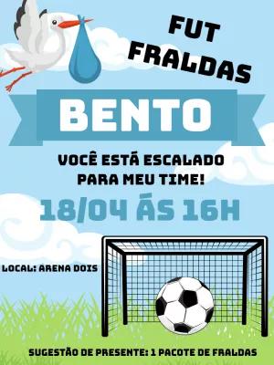 Convite Chá de Fraldas Futebol para Editar e Imprimir