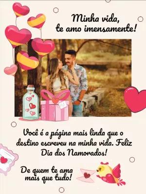 Cartão Dia dos Namorados com Foto Romântico para Editar