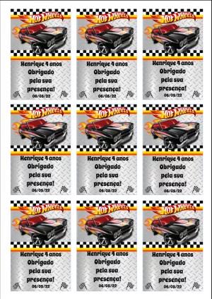 Tag de Agradecimento Aniversário Hot Wheels para Editar