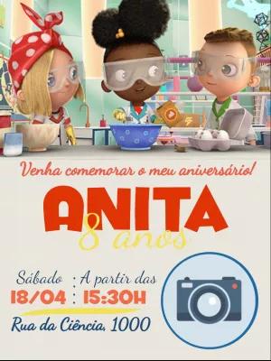 Convite Aniversário Ada Batista Cientista com Foto para Editar