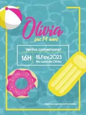 Convite de Aniversário Pool Party para Editar Online