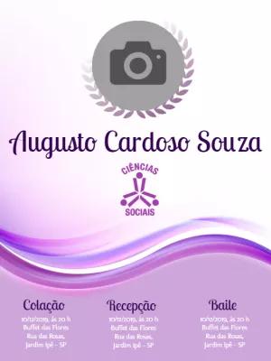 Convite de Formatura Ciências Sociais com Foto para Editar