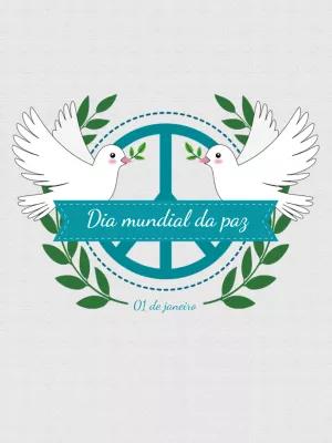 Post Editável Dia da Paz com Pombas para Editar Online