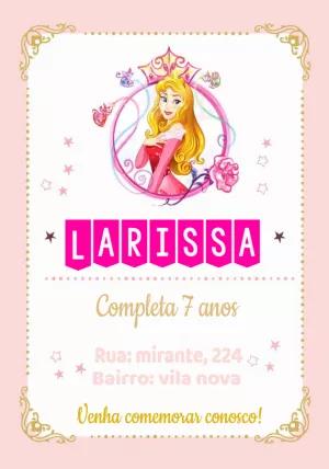 Convite Aniversário Princesa Aurora para Editar Online