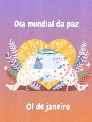 Arte Dia Mundial da Paz com Ilustração Fofa para Editar