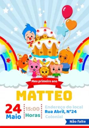 Convite de Aniversário Plim Plim Palhaço para Editar Online
