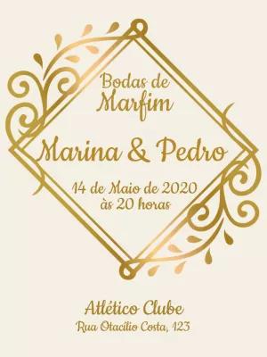 Convite Bodas de Marfim Clássico para Editar Online