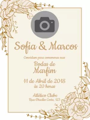 Convite Bodas de Marfim com Foto para Editar Online
