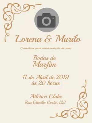 Convite Bodas de Marfim com foto para Editar Online