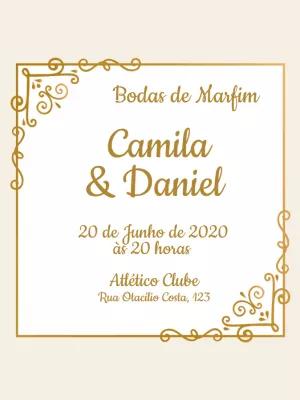 Convite Bodas de Marfim Elegante para Editar Online