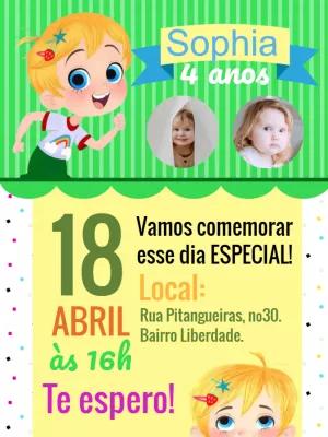 Convite Aniversário Little Ellen com Foto para Editar Online
