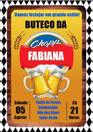Convite Aniversário Tema Boteco com Chopp para Editar Online