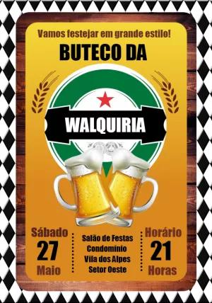 Convite Aniversário Boteco Estilo Cerveja para Editar Online