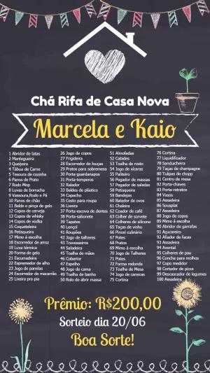 Convite Chá Rifa de Casa Nova Quadro Negro para Editar Online