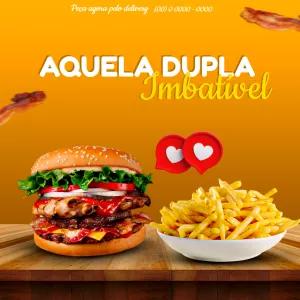 Arte para Hamburgueria com Combo de Lanche Editável Online