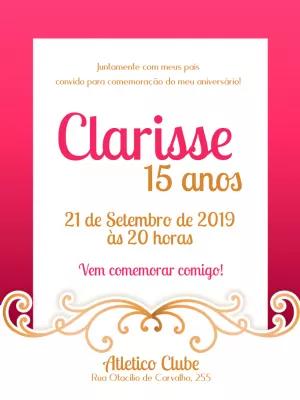 Convite de 15 Anos Rosa e Dourado Elegante para Editar Online