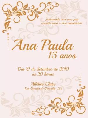 Convite 15 anos Clássico Dourado para Editar Online