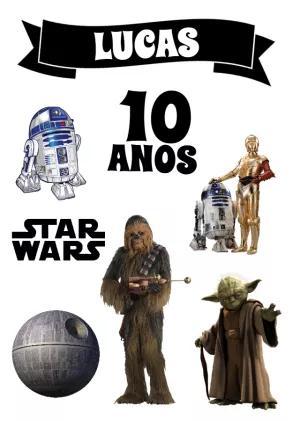 Topo de Bolo Star Wars com Personagens para Editar Online