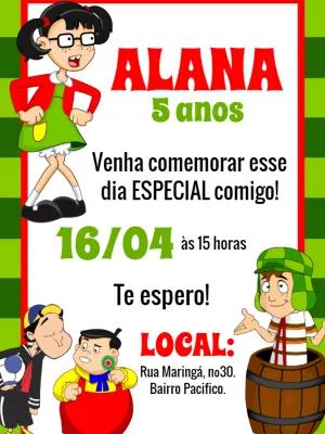 Convite de Aniversário Turma do Chaves para Editar Online