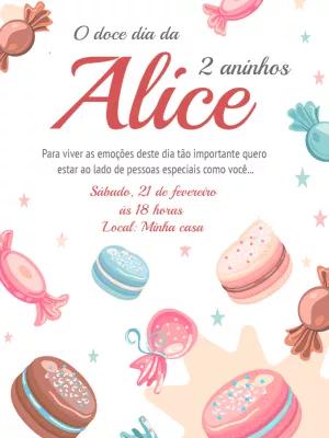 Convite Aniversário Doces e Guloseimas para Editar Online