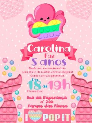 Convite Aniversário Pop It Fidget Toys Editável Online
