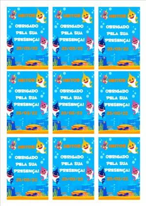 Tag de Agradecimento Aniversário Baby Shark para Editar Online