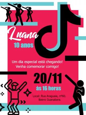 Convite de Aniversário Tik Tok Moderno para Editar Online