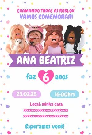 Convite de Aniversário Roblox Menina para Editar Online