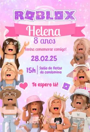 Convite de Aniversário Roblox Menina para Editar Online