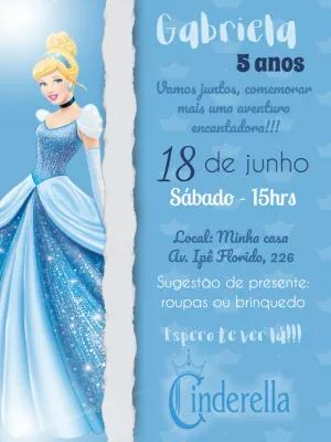 Convite de Aniversário Cinderela Princesa para Editar Online