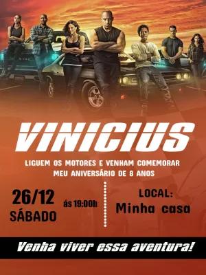 Convite de Aniversário Velozes e Furiosos para Editar Online