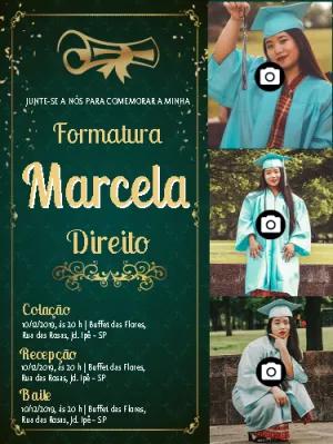 Convite de Formatura Direito com Fotos para Editar Online