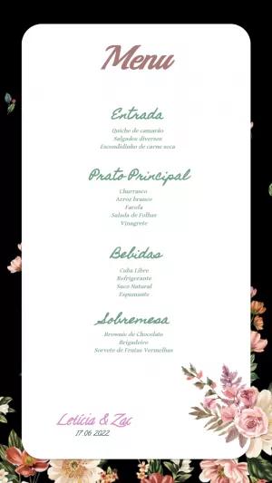 Menu de Casamento Floral Elegante para Editar Online