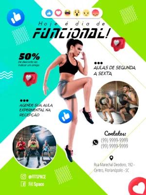 Folheto de Academia Funcional com Foto para Editar Online