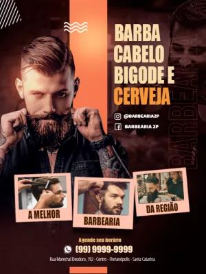 Folheto de Barbearia com Fotos para Editar Online