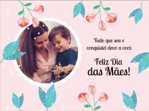 Cartão Dia das Mães com Foto Floral para Editar Online
