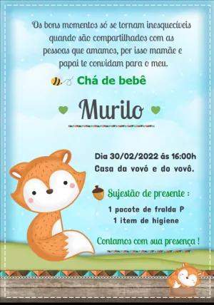 Convite Chá de Bebê Raposinha Menino para Editar Online