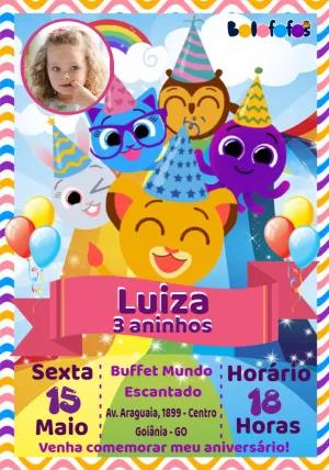 Convite de Aniversário Bolofofos com Foto para Editar Online