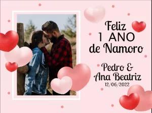 Cartão de Aniversário de Namoro com Foto para Editar Online