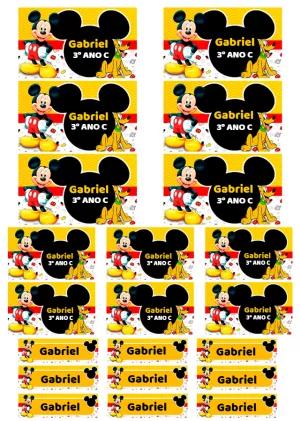 Kit Etiqueta Escolar Mickey Mouse Editável para Imprimir