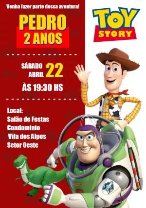 Convite Aniversário Toy Story com Personagens para Editar Online